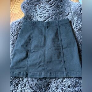 Free People Black Denim Skirt with Zipper Detail